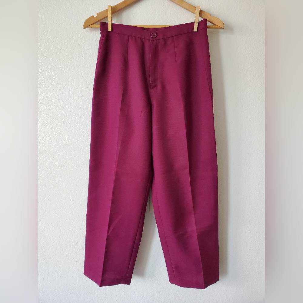Purple wide leg cropped trousers